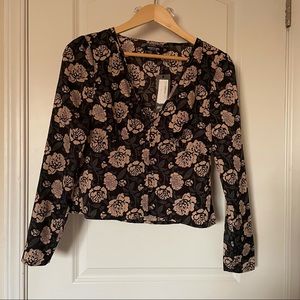 Nasty Gal Floral Print Long Sleeve Blouse
